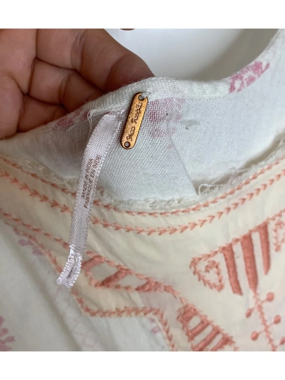 Free People Gauzy Embroidered Boho Fringe Tunic Top Small